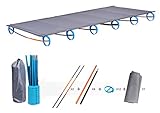 ChezMax Lightweight Super Stable Folding Bed Portable Aluminium Alloy Camp Bed Moisture-proof Camp Cot Blue