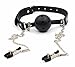 Metal Adjustable Clamps Leather Collars Chains Dress Accessories (Black)