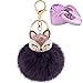 JOUDOO Fluffy Fur Ball Keychain With Gift Box Fox Head Pom Pom Keyring GJ020 (purple)