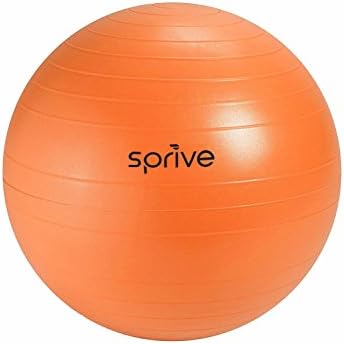Anti-Burst Fitness Ball (65 cm, Sunset Orange), Sprive Globe with Foot Pump, Ribbing for Enhanced Grip, Eco-Friendly, Durable