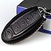 Cadtealir Calfskin Genuine Leather Key fob Cover case Holder only for Nissan Altima Maxima Murano Pathfinder Rogue Armada 4 Buttons