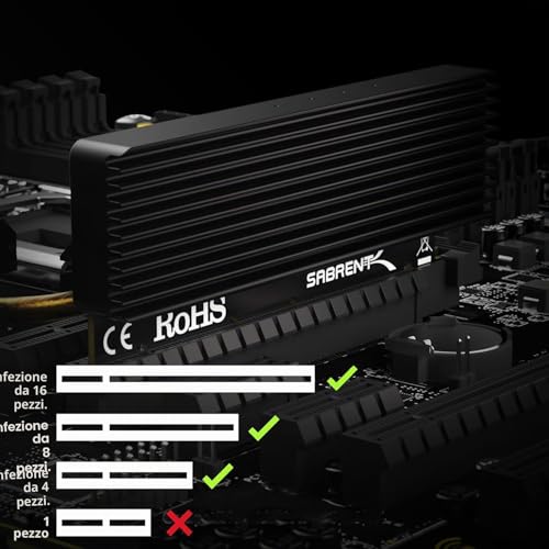 SABRENT M.2 NVME PCIe SSD Adapter, X16/X8/X4 Card with Aluminum Heatsink Adapter for SSD 1TB 2TB 4TB 8TB up to 16TB 2230/2242/2260/2280 (EC-PCIE)