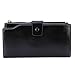 GDTK Women's Large Capacity Luxury Wax Genuine Leather Purse Clutch Wallet (Black)