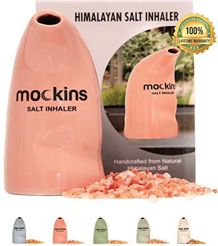 mockins Easy to Use Ceramic Salt Inhaler and Includes Pure Himalayan Pink Salt – Pink Color | Asthma and Allergy Relief