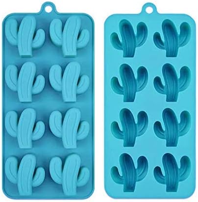Viivl 2 pieces, chocolate silicone mold/cactus shape baking tool/suitable for baking cookies/candles/ice cubes/candy/cake decoration, etc, reusable, blue,