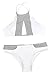 CUPSHE Women's Stripe Splicing Front Cutout Padding Bikini Bathing Suit (M, White)