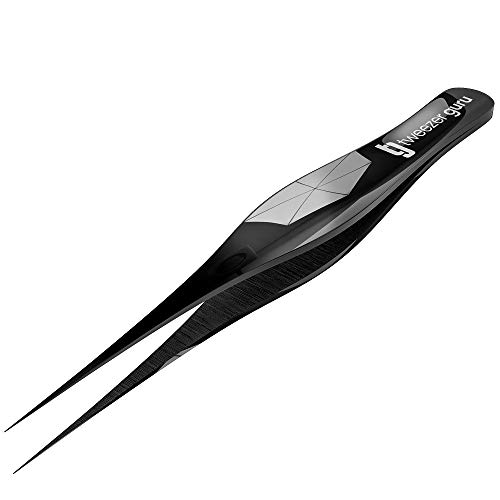Luxury Tweezers Set by TG+ (Midnight Edition) - Tweezer Guru Stainless Steel Slant Tip Eyebrow Tweezers Set - Great Precision for Facial Hair, Ingrown Hair, Splinter, Blackhead and Tick Remover - Thumbnail 2