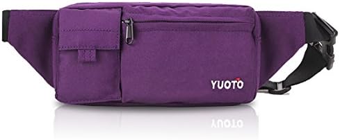 YUOTO Fanny Pack 4 Pockets Travel Workout Walking Waist Bag Men & Women purple