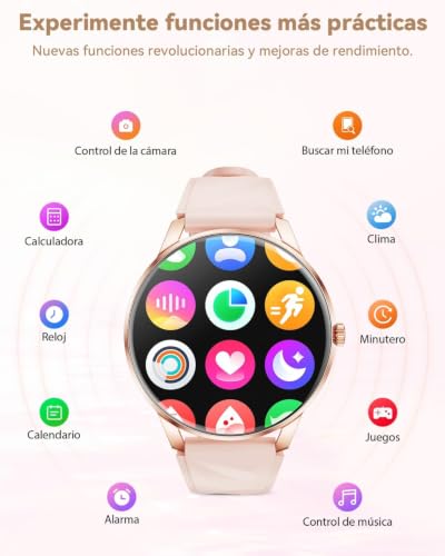 Karchilor Reloj Inteligente Mujer con Llamadas Bluetooth, Pantalla de 1,32" | Smartwatch Mujer con Frecuencia Cardíaca, SpO₂, Sueño, 110+ Deportes, IP68, 2 Correas, Compatible con iOS y Android