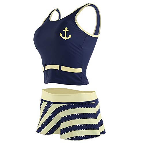 BIKMAN Summer Children Kids Two-piece Swimsuit Swimwear Swimdress For Girl (blue, 140(6-8 years old)) - Thumbnail 3