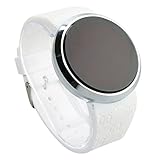 COCOTINA New Men LED Touch Screen Circular Pattern Day Date Sport Wrist Watch (White)