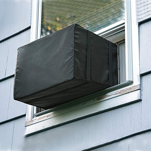 Window Air Conditioner Cover Outdoor, Luxiv Outside Window AC Unit Cover Black Dust-proof Waterproof Outdoor AC Protection Insulation Defender (27.5Wx22.5Dx18.5H)