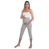 Maternity Yoga Pants Cropped Leggings (Small, Light Gray)