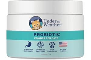 Under the Weather Pet Probiotics Powder for Cats | Vet Formulated Probiotic Supplement for Digestive Gut Health | Promotes Good Digestion & Immunity | Aids Occasional Diarrhea for Cats (2.54 Oz)