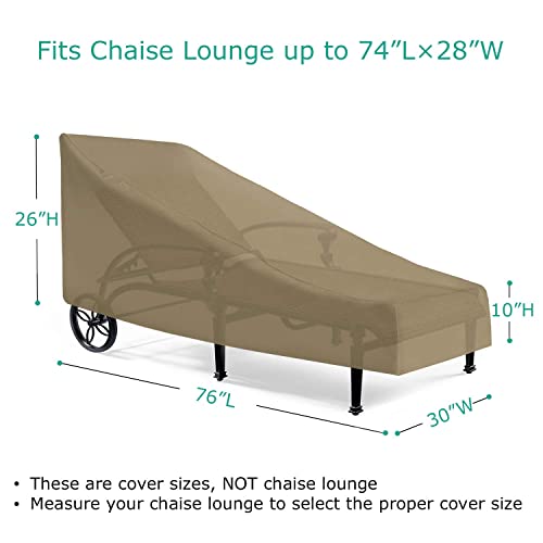 SunPatio Outdoor Chaise Lounge Cover, 76 Inch Waterproof Patio
