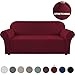 Turquoize Stretch Sofa Slipcover Couch Cover Large Oversizde Sofa Covers 1 Piece Sofa Slipcover for Living Room with Jacquard Fabric and Elastic Bottom Pet Furniture Protector (XL Sofa, Burgundy)