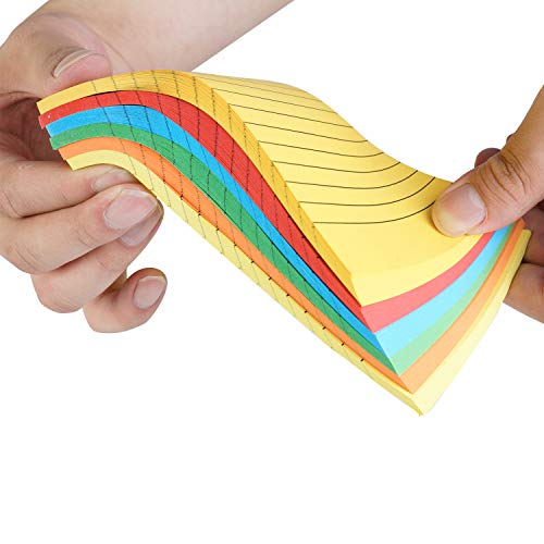 Sticky Notes Colorful Lined Post Memos 4" x 6", Removable Self Sticky Notes Pad for Office,Home,School 6-Pack