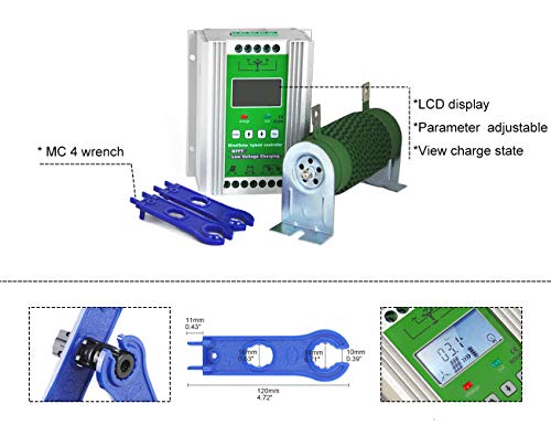 PIKASOLA 1000W MPPT Off Grid Adjust LCD Hybrid Wind Solar Controller 12V/24V Battery Charge Boost Float Controller for max 600w Wind Turbine Generator 400w Solar Panel System Controller - Thumbnail 4