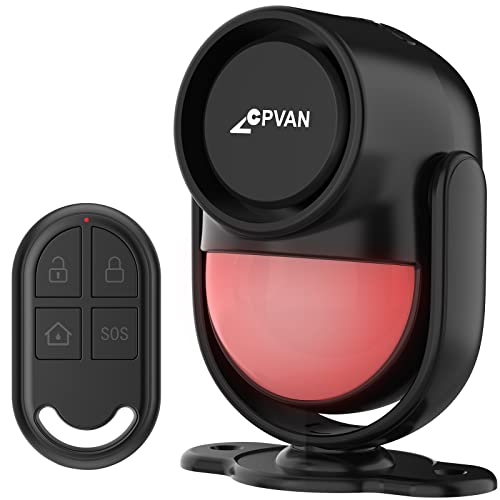 CPVAN PIR Motion Sensor Alarm Motion Sensor with Remote Control 125dB Anti-Theft Alarm System for Home, RV, Garage, Office, Apartment, Car, Shops. Model: CP2-Pro, Black