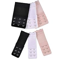 Women Ladies Bra Extender 2 Hooks/ 3 Hooks, Band Extension Strap Extender, White/Black/Khaki （6 Pieces ）Guang-T