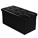 CoZroom Faux Leather Folding Storage Ottoman Bench Large Collapsible Footrest Seat, Black