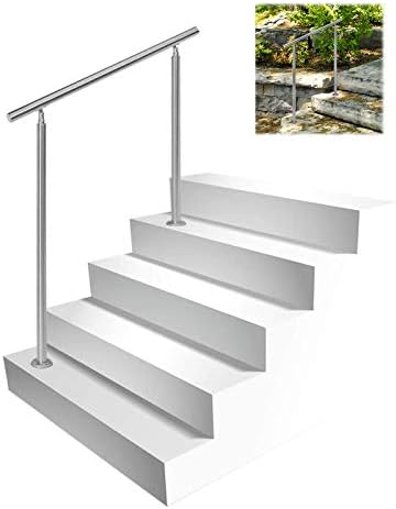 玄関用手すりステンレス手すりセット レールバー バニスター 階段の手すり 屋内屋外階段のために 滑り止安全サポート 2本の柱 クロスバーなし シルバー 長さ1cm Greenlightproductions Co In