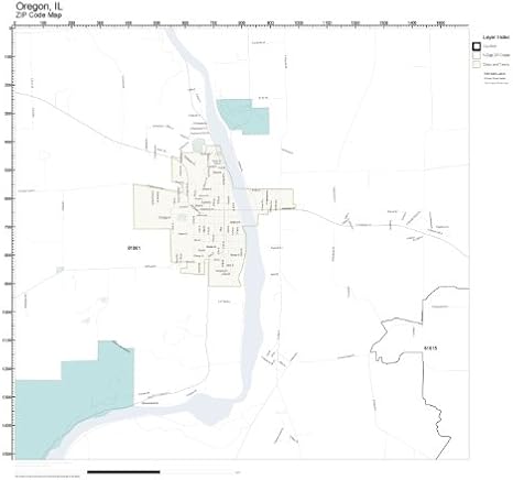 Amazon.com: ZIP Code Wall Map of Oregon, IL ZIP Code Map Laminated