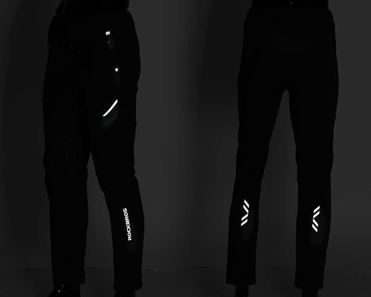 ROCKBROS Winter Cycling Pants Warm Ergonomics Men's Windproof Thermal Bicycling Pants Black: Clothing