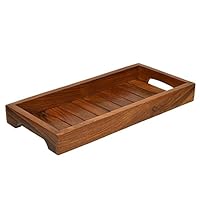 Fine Craft India Wooden Serving Tray Wood Hand Carved with Handle Large Brown 13 X 6 Inches