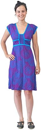 WOMAN HALF SLEEVE SUMMER DRESS WITH BACK TIE DESIGN - LADIES GODAVARI PURPLE (PURPLE-1057-XL)US