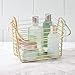 mDesign Farmhouse Metal Storage Organizer Basket Bin with Handle - Holds Hand Soap, Body Wash, Bath Salts, Lotion, Razors, Hand Towels, Hair Accessories, Body Spray - Small - Gold Brass