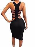 MISFONDLE Women's Sexy Bodycon Bandage Lace up Midi Club Dress