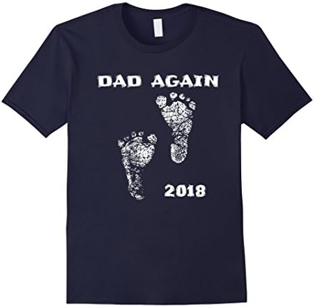 Mens Dad Again 2018 - Distressed Look Large Navy