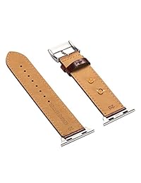 nuoyou correa de reloj de piel genuino para Apple iWatch 41.6 yard y General 18 mm. 24.1 yard, piel alivio flor correa de reloj de reemplazo, Gris