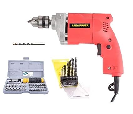 Inditrust 350W Electric Drill Machine with 13-Pieces HSS, 1 Masonry Bit and 41 Pieces Tool Kit Screwdriver and Socket Set