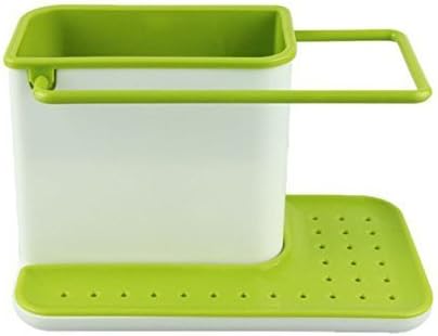 3 in 1 Soap/Sponge/Cloth and Brush Holder | Plastic ABS Plastic 3-in-1 Stand for Kitchen Sink Organizer Dispenser for Dishwasher Liquid, Assorted, 21 x 11.5 x 12.5 CMS