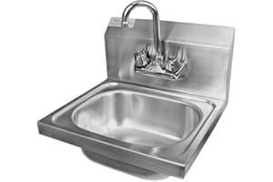 Vexalify Stainless Steel Sink Commercial Wall-mounted Wash Basin With Gooseneck Faucet And Backsplash for Restaurants, Shops, Bars and Homes