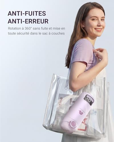 Comfyer Pro 2-in-1 Portable Bottle Warmer with Built-in Sterilizer, Fast Heating Milk & Water, 5 Smart Temperatures, Rechargeable 500 ml, Portable Travel Size