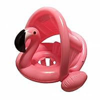 Viyor shop Baby Inflatable Flamingo Pool Float with Canopy,Swimming Ring with Safety Seat Infant Floaty,Toddler Swimming Pool Float