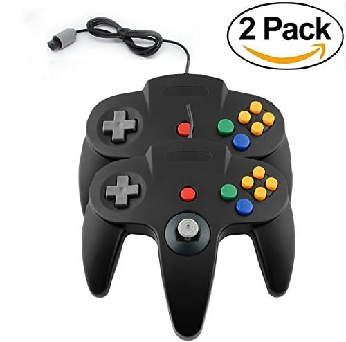 [2 Pack] Game Controller Joystick Gaming Pad console Controllers for Nintendo 64 N64 (Black)