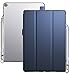 Poetic Lumos X Case Designed for iPad 9.7 (6th Gen 2018), Flexible Soft Transparent Ultra-Thin TPU Slim-Fit Trifold Stand Folio Smart Cover [Auto Wake/Sleep][Pencil Holder], Navy Blue/Clear