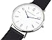 Lenox Louis Classic Minimalist Dress Watch: Bauhaus, 41mm, Silver, Swiss Movement, Italian Leather, Sapphire Glass