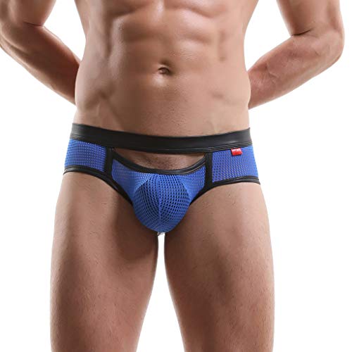 Emimarol Men's Quick Dry Travel Underwear Breathable Mesh Boxer Briefs for Outdoor Sports Lightweight Trunks Blue