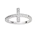 CloseoutWarehouse Cubic Zirconia Christian Sideway Cross Ring Sterling Silver (Comes in Colors)