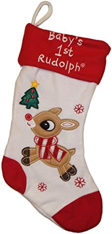 18 Inch Baby's 1st Rudolph the Red Nose Reindeer Embroidered Christmas Stocking