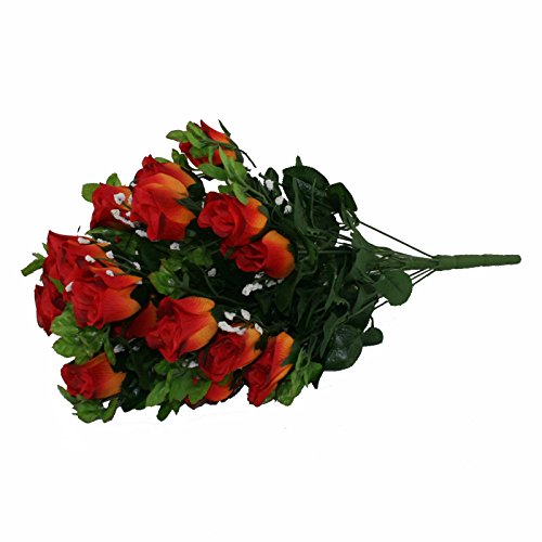 FloristryWarehouse Artificial silk flower Burnt Orange Rose & Gyp bunch