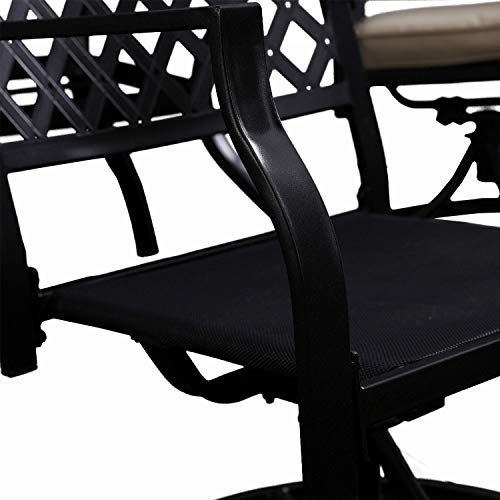 Top Space Outdoor Swivel Chairs Patio Rocker Lounge Chair Metal Bistro Set Club Arm Chair Dining Furniture for Garden Backyard (Set of 2, Beige)