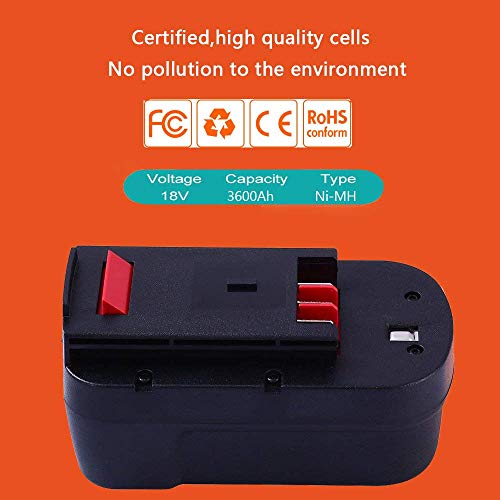 VINIDA 2 Pack HPB18 3.6Ah Replacement for Black and Decker Ni-Mh 18 Volt Battery HPB18-OPE 244760-00 A1718 FSB18 FEB180S A18 FS18FL Firestorm Cordless Power Tools