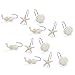 Juvale Seashell Shower Curtain Hooks - 12-Pack, Stainless Steel, 2 x 2.4 in, Mediterranean Style - Beach Theme & Coastal Decor - Seahorse & Starfish Designs - Rust-Proof Rings for Bathroom Decor