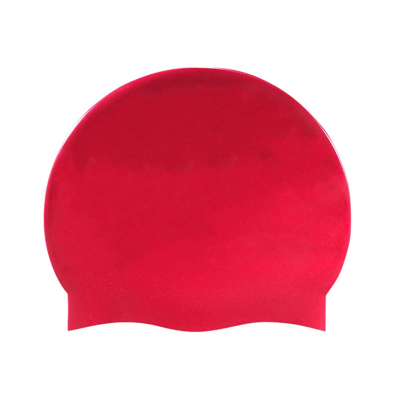HYCOPROT Kids Swimming Cap 100% Silicone Swimming Hats for Boys And Girls Comfortable And Elastic Waterproof Swim Caps,Elastic Swim Hat For Long Hair And Short Hair (Red)